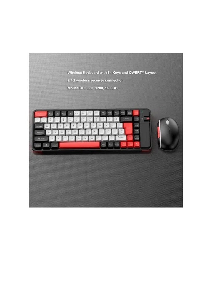QW QW06 Dual Mode BT 5.0 and 2.4GHz Wireless Keyboard and Mouse Combo -  AR / EN Colorful  Keycap – For Office Business PC / Mac / Android | BK/RD/WT
