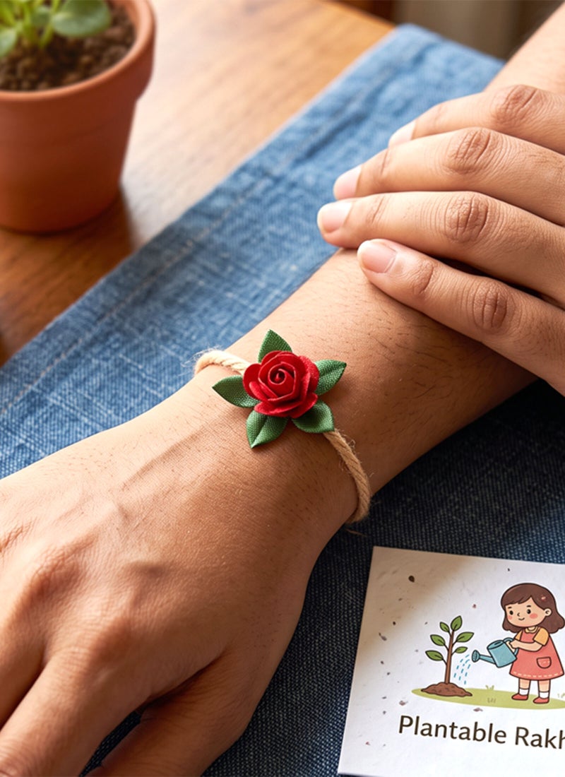 Madhoor Eco-Friendly Plantable Rose Flower Rakhi for Brother & Raksha Bandhan Gifting, 1 Piece - Image 2