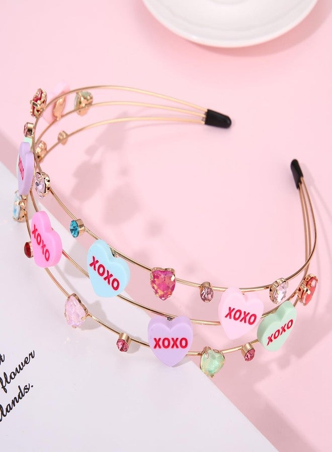 NVENF Valentine’s Day Headbands for Women Conversation Heart Headband Love XOXO Headbands Pink Lollipop Candy Hairbands Valentine’s Day Party Gifts (Pattern B) - Image 4