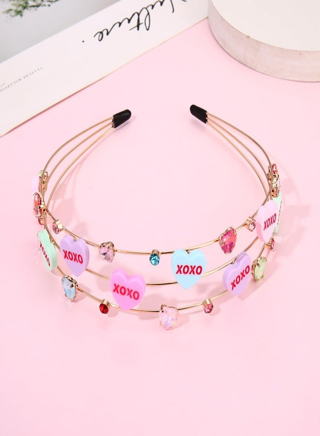 NVENF Valentine’s Day Headbands for Women Conversation Heart Headband Love XOXO Headbands Pink Lollipop Candy Hairbands Valentine’s Day Party Gifts (Pattern B) - Image 5