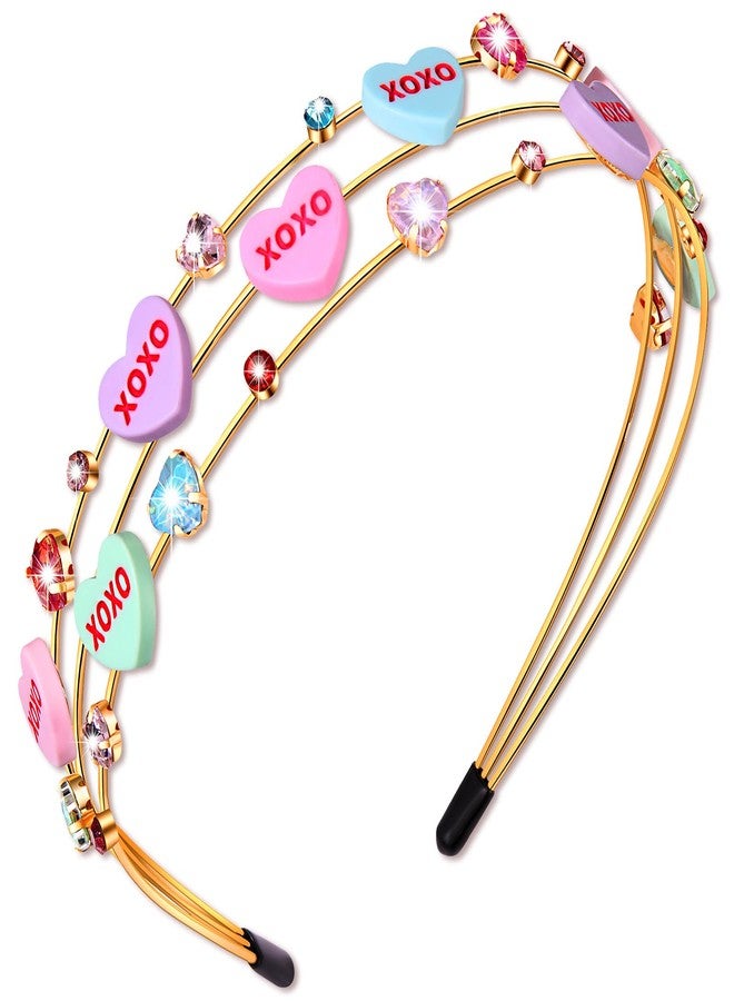 NVENF Valentine’s Day Headbands for Women Conversation Heart Headband Love XOXO Headbands Pink Lollipop Candy Hairbands Valentine’s Day Party Gifts (Pattern B) - Image 1