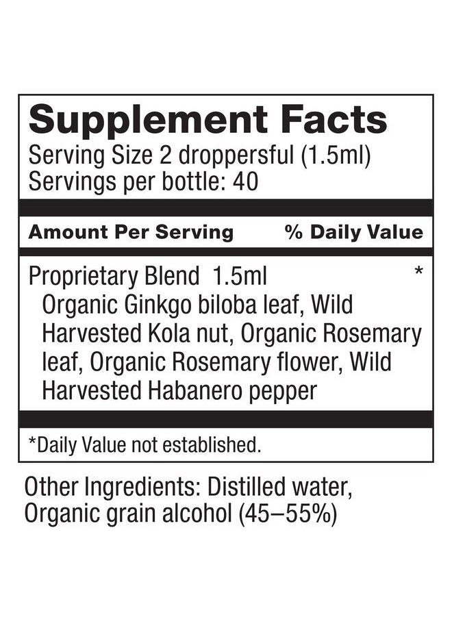 Brain Formula 2 Oz. Vegan And Wildharvested ; Stimulates Circulation And And Improved Mental Focus