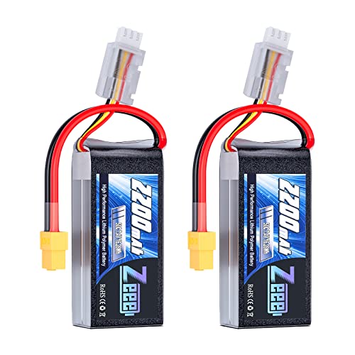 Zeee 2S Lipo Battery 2200mAh 7.4V 50C Shorty Pack Battery with XT60 Connector Soft Pack for 1/16 Slash RC Car RC Truck RC Helicopter Airplane Quadcopter Drone RC Boat Racing Models (2 Pack) - Image 1