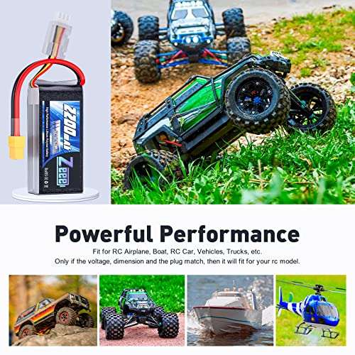 Zeee 2S Lipo Battery 2200mAh 7.4V 50C Shorty Pack Battery with XT60 Connector Soft Pack for 1/16 Slash RC Car RC Truck RC Helicopter Airplane Quadcopter Drone RC Boat Racing Models (2 Pack) - Image 5