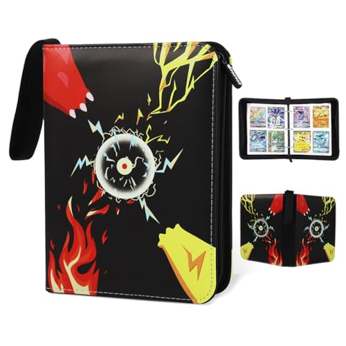PATPAT Poke-Mon Binder, Big Size Trading Cards Album For 720 Poke-Mon Cards Pika-Chu Prints Zipper Bag Trading Card Binder Poke-Mon Cards Collection Bag Game Cards Case Gift For Kids Boys Girls - Image 1