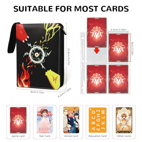 PATPAT Poke-Mon Binder, Big Size Trading Cards Album For 720 Poke-Mon Cards Pika-Chu Prints Zipper Bag Trading Card Binder Poke-Mon Cards Collection Bag Game Cards Case Gift For Kids Boys Girls - Image 2