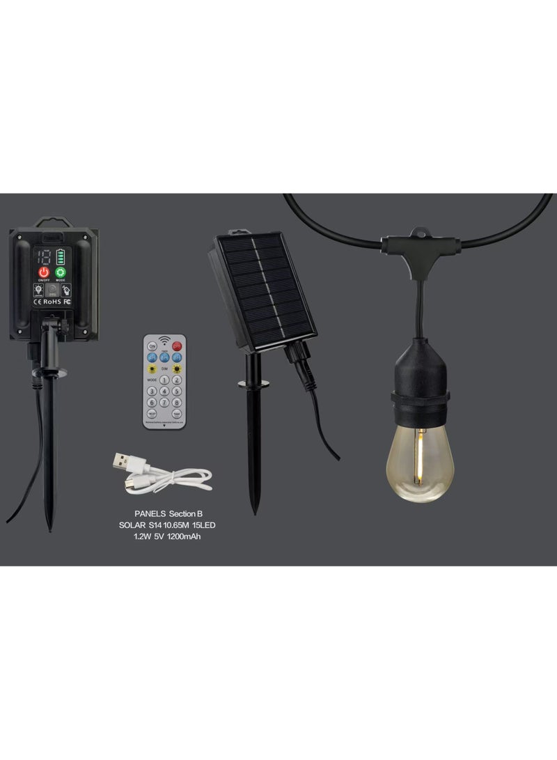 Smart Rahah Solar Powered Outdoor  String Lights, 10 meter solar garden lights, 15 LED patio lights, UV-resistant outdoor lighting, IP65 weatherproof lights, solar-powered decor, 1200mAh solar lights  - Image 3