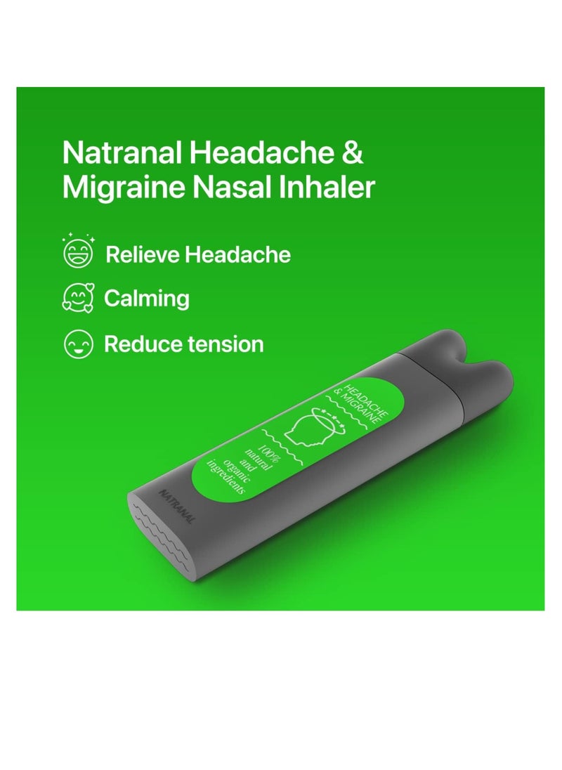 Natranal - Headache Relief Nasal Inhaler - Portable Aromatherapy Inhaler with Natural Essential Oils, Migraine Stick Inhaler for Headaches & Migraines Relief - (Minty Floral Aroma) - Image 1