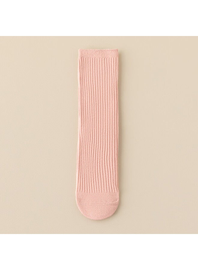 Tiejian Kids Dance Socks Girls Mid-calf Modern Dance Socks Autumn Winter Pink One Size