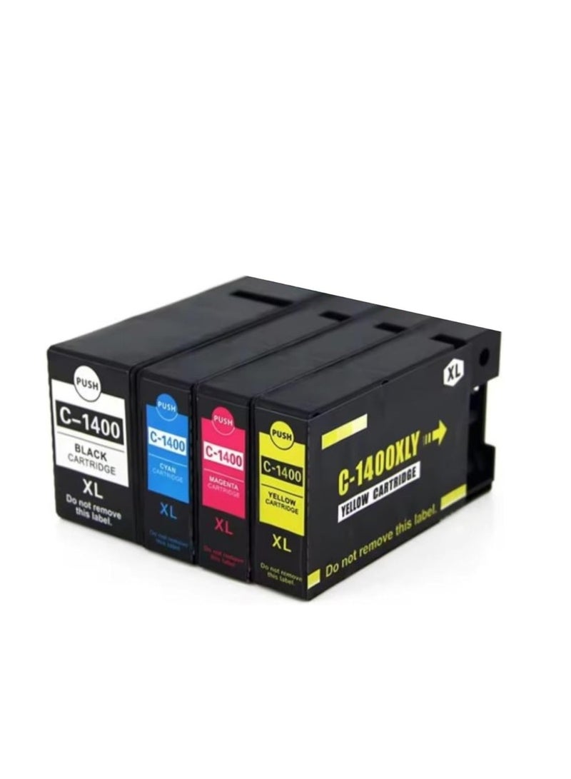 Terabyte 1400X Compatible Inkjet Cartridge Set for Canon Maxify MB2140, C-1400XL Series, Black/Cyan/Magenta/Yellow, 4-Pack, 1200 Page Yield, 15 x 7 x 7.2 cm - Image 2