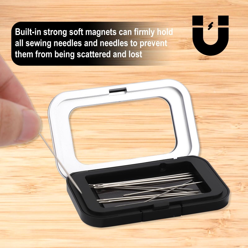 Penitue Magnetic Needle Holder Case, Strong Sewing Pin Storage Organizer Box with Clear Lid Secure & Portable Needle Keeper for Sewing Quilting Crafts Bobby Pins Paper Clips (Black) - Image 4
