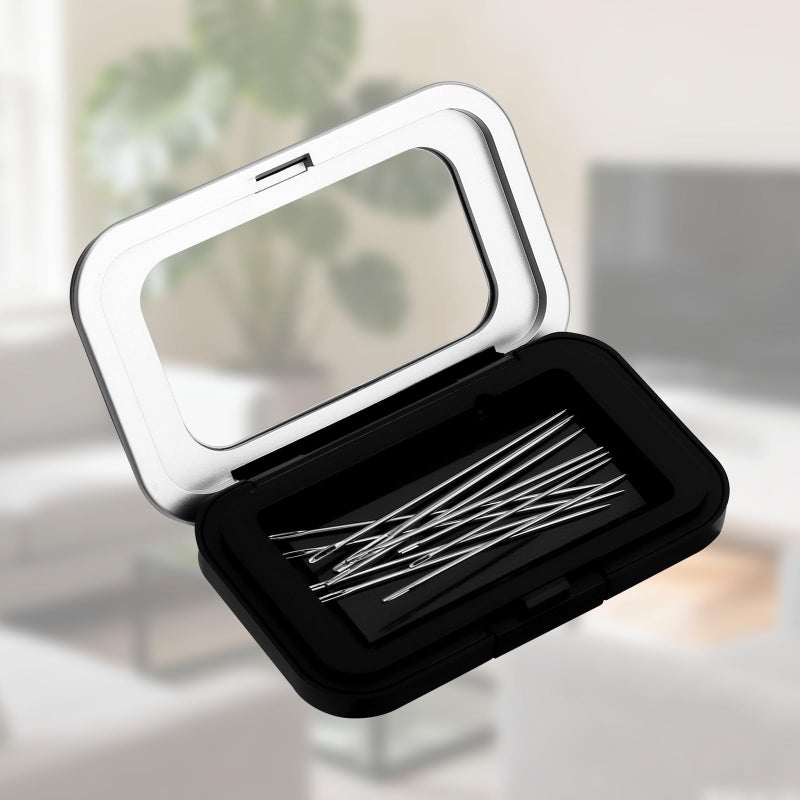 Penitue Magnetic Needle Holder Case, Strong Sewing Pin Storage Organizer Box with Clear Lid Secure & Portable Needle Keeper for Sewing Quilting Crafts Bobby Pins Paper Clips (Black) - Image 3