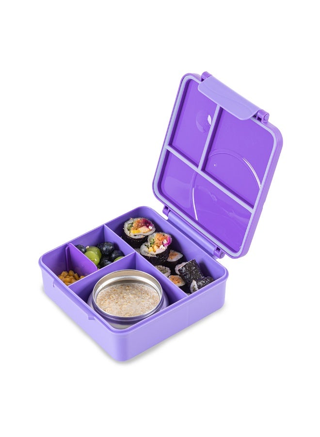 Eazy Kids صندوق غداء جامبو مخصص للأطفال Eazy Kids 3/4 مع وعاء، ملعقة وشوكة - بنفسجي - Image 5