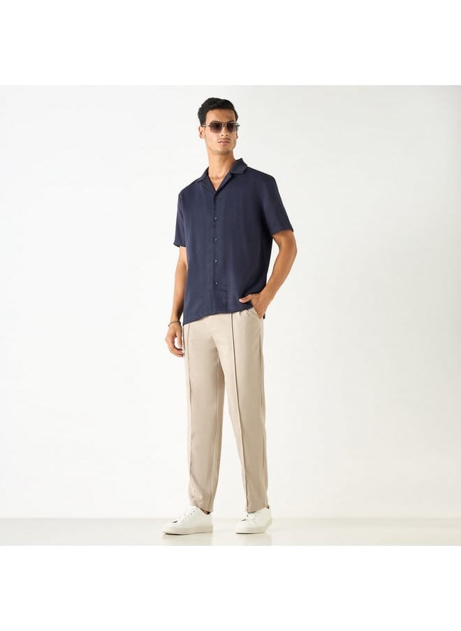 Iconic Iconic Relaxed Fit Textured Shirt with Camp Collar and Short Sleeves  - Image 2
