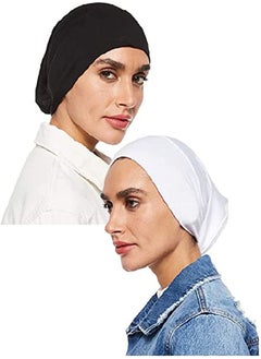 آینا طقم من قطعتين وشاح طويل  مريح أسود/ أبيض  - Image 1