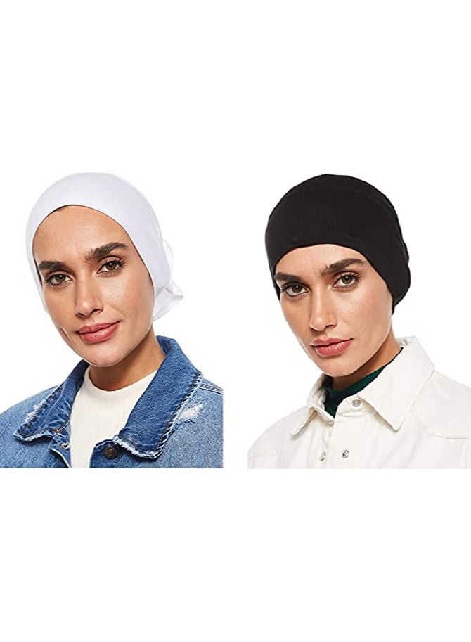 آینا طقم من قطعتين وشاح طويل  مريح أسود/ أبيض  - Image 3