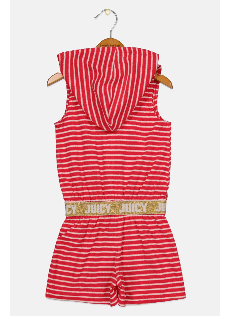 Juicy Couture - Kids Girl Brand Logo Sleeveless Hooded Rompers, Red - Image 1