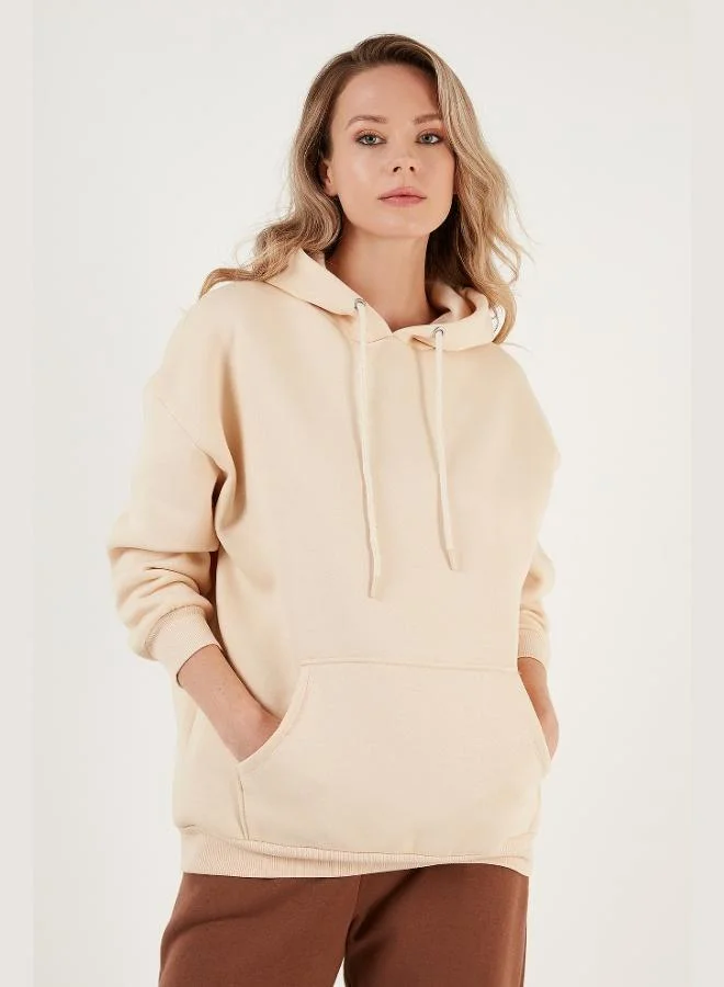 ليلا ليلا سويت شيرت شتوي نسائي بقلنسوة قطن عادي مقاس