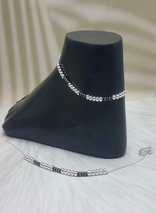 Shivarth Trendy Oxidised Anklet Metal Beads Leg Chain Stylish Anklets Kolusu Ghungroo Fancy Payal for Girls & Women Nazariya Anklet Slim Payal 1Pairs - Image 5