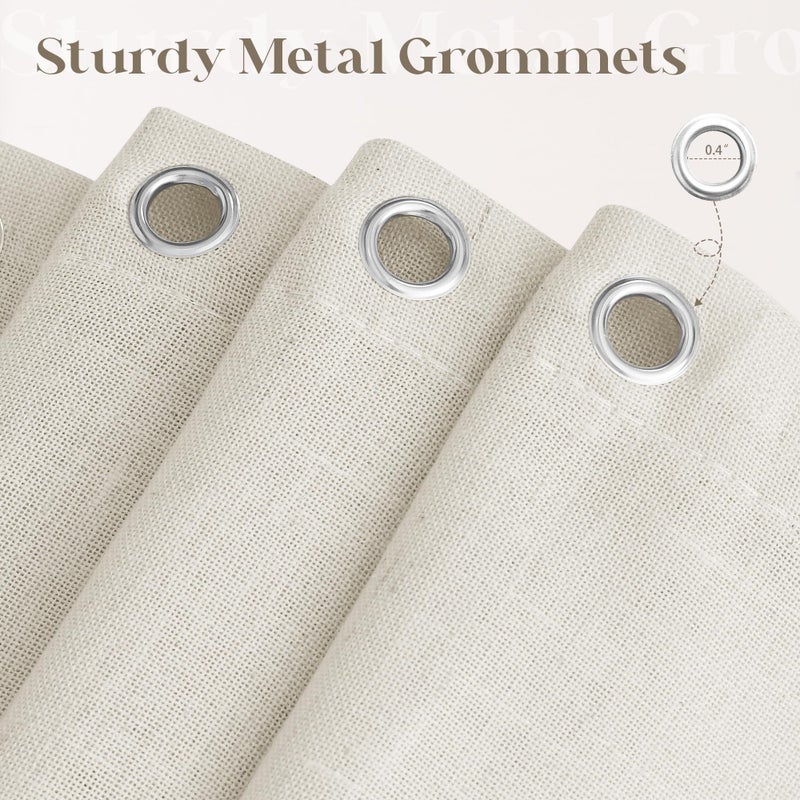 DUKIYO Extra Long Linen Shower Curtain 84 Inch Long Neutral Greige Tan Bath Shower Curtain Set with Hooks XLong Tall Country Farmhouse Boho Drapes for Bathroom  Greyish Beige  72x84 Drapes - Image 5