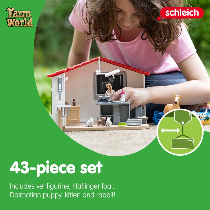 schleich Farm World 43 PC Veterinarian Practice Playset with Animal Figures and Accessories Pet Hospital Play Set with Vet Horse Dog and Cat Figurines Educational Toys for Kids 3 42502 - Image 4