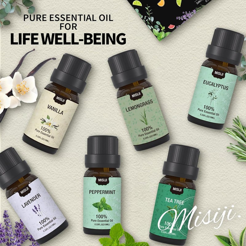 MISIJI Atherische Oil Set Top 6 Aromatherapy-ätherische Öle für Diffusor für Zuhause, Air Frischung Diffuser Öle Düfte für Aromatherapy, Wäsche, Kerze & Seife Machen, Luftbefeuchter 6 x 10 ml - Image 2