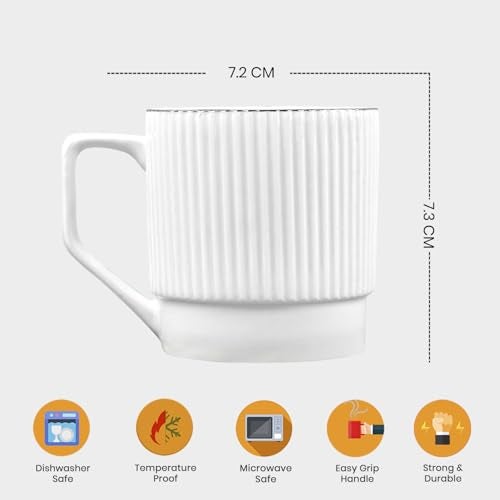 UPC U.P.C. Cup Set of 6 for Tea, Ceramic Tea Cups Set of 6, Microwave Safe Cup, Dishwasher Safe Cups, Bone-Ash Free Coffee Cup-150ml. - Image 5