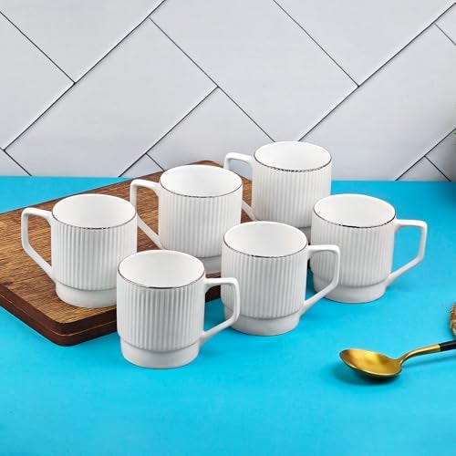 UPC U.P.C. Cup Set of 6 for Tea, Ceramic Tea Cups Set of 6, Microwave Safe Cup, Dishwasher Safe Cups, Bone-Ash Free Coffee Cup-150ml. - Image 2