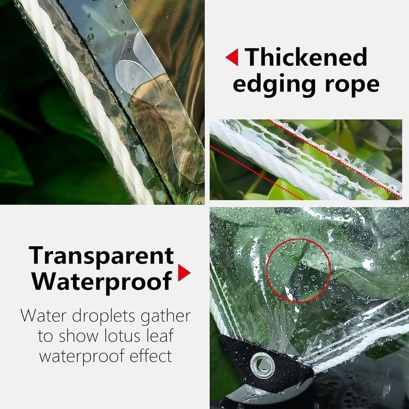 LOYID Clear Tarps with Grommets 14 Mil Clear PVC Tarp 400g/mÂ² Thickened Tear Resistant, for Camping, Plants Greenhouse, Cars, Patio (3' X 6') - Image 3