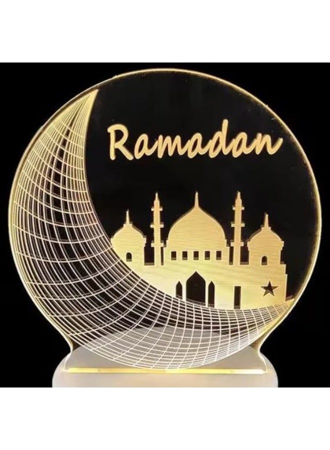 مصباح LED ثلاثي الأبعاد لتزيين الطاولة بنمط رمضاني