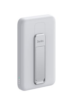 Benks BENKS Magnetic Power Bank, 10,000mAh Foldable Kickstand Wireless Portable Charger, for MagSafe Battery Pack with Two-Way 20W USB-C Port for iPhone 15/14/13/12 Series, White  - Image 2
