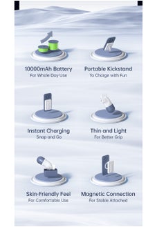 Benks BENKS Magnetic Power Bank, 10,000mAh Foldable Kickstand Wireless Portable Charger, for MagSafe Battery Pack with Two-Way 20W USB-C Port for iPhone 15/14/13/12 Series, White  - Image 4
