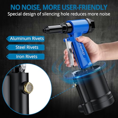AUTOUTLET Pneumatic Rivet Gun Kit Heavy-Duty Riveter 4 Sizes Air Hydraulic Riveting Tool for Manufacturing Fields - Image 3