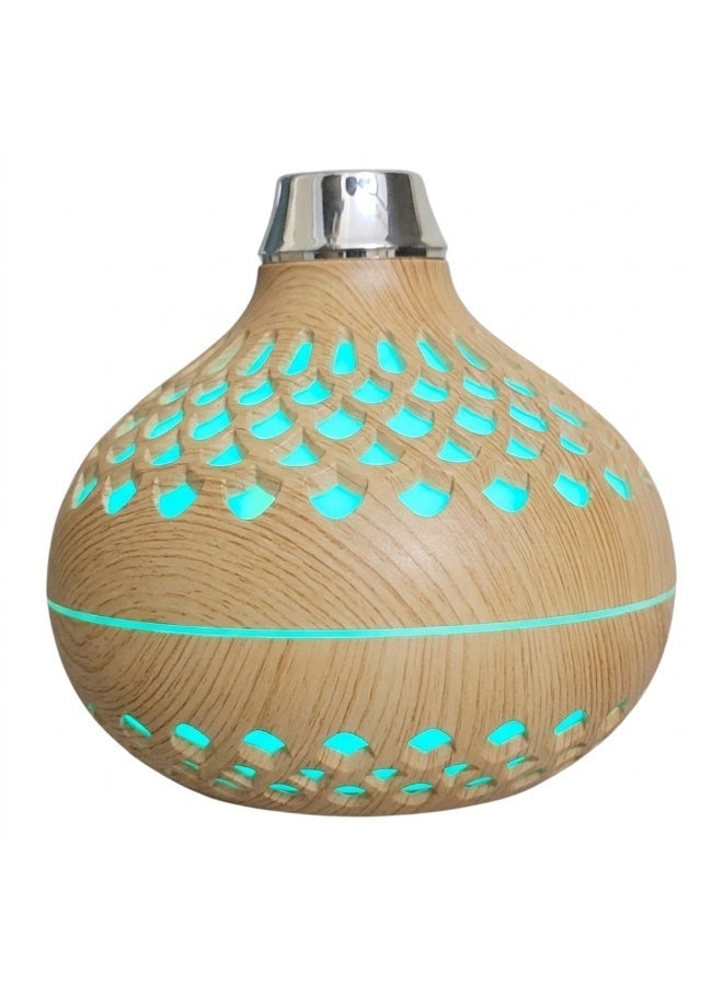 مرطب هواء وفواحة عطرية بتصميم خشبي أنيق - 260ML - إضاءة LED 7 ألوان - هادئ جداً للمكتب وغرفة النوم - يعمل بـ USB (بيج) - Image 3
