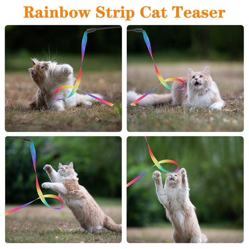 Molain Cat Wand Interactive Toy, 5 Sets Colorful Fabric Ribbon Sticks, Indoor Interactive Cat String Toy - Image 5