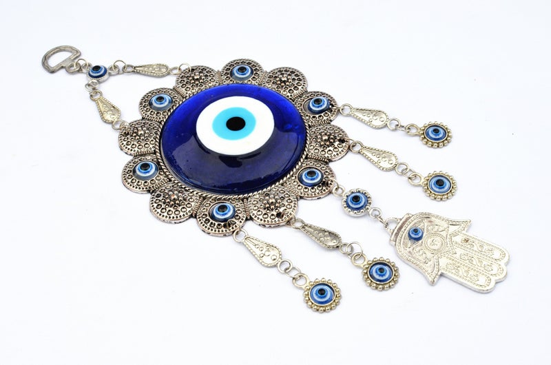 Betterdecor Blue Evil Eye with Hamsa Hand Protection Wall Hanging Ornament Decor Sunflower Design (with a Betterdecor Pouch)-006 - Image 2