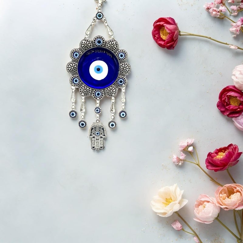 Betterdecor Blue Evil Eye with Hamsa Hand Protection Wall Hanging Ornament Decor Sunflower Design (with a Betterdecor Pouch)-006 - Image 5
