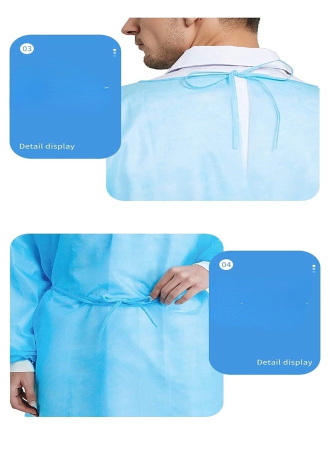Generic - 2 PCS Disposable Isolation Gowns with Long Sleeve Knit Elastic Cuffs Fully Closed Double Tie Back Lightweight Breathable Fluid Resistant Unisex - Image 1