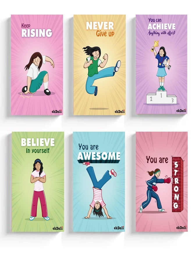 Ekdaliwall posters for girls room with motivational messages | Thick 350 GSM paper poster paper | 6 x 9 inches| A5 size | 6 Posters - Image 1