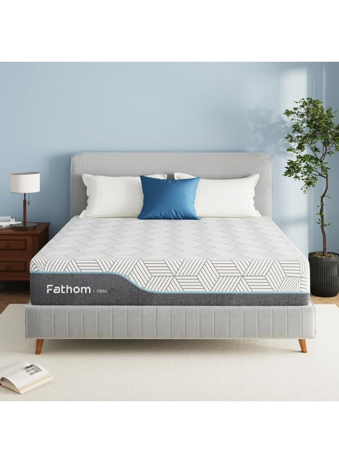 Fathom 12 Inch Queen Memory Foam Mattress Firm Cool Gel Mattress in a Box for Back Pain Relief with Removeable Fiberglass Free Soft Cover, CertiPUR-US Certified - Image 1
