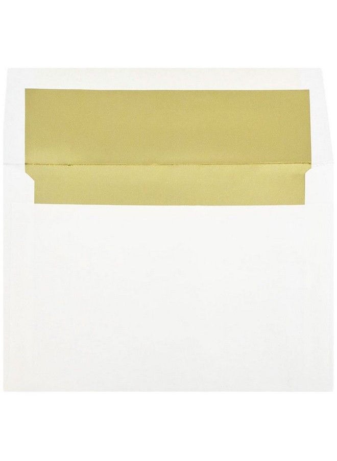 JAM Paper A8 Foil Lined Invitation Envelopes 5 1 2 X 8 1 8 White With Gold Foil 50 Pack  - Image 1