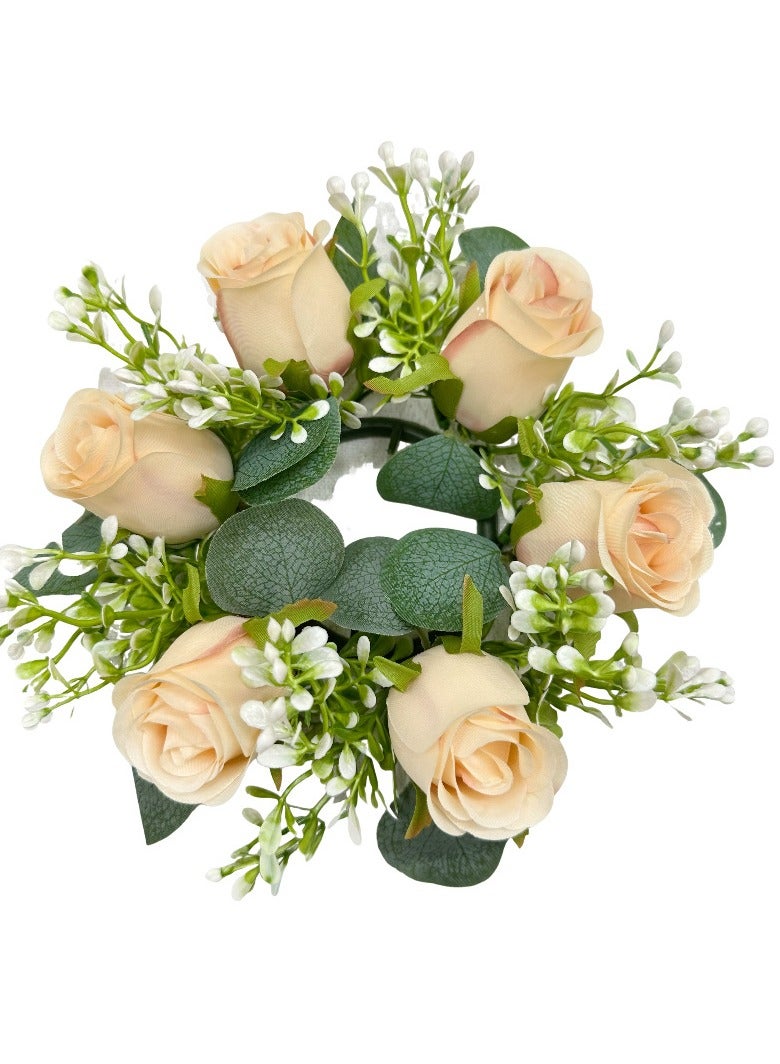 EBMINI Simulated Rose Candlestick Wreath Ornament 
