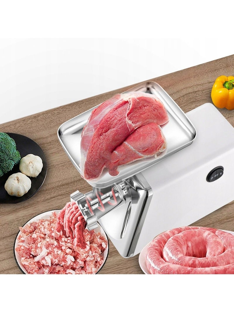 ET-LIFE Meat Grinder, Meat Mincer, Metal Cutting Plates/Accessories/Metal Gears/Stainless Steel Blades for Grinding Meat, Fish, Vegetable, Sausage Maker M2 White - Image 4