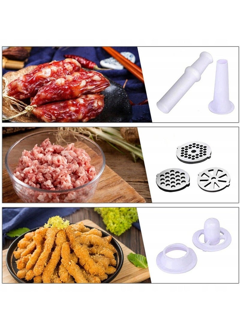 ET-LIFE Meat Grinder, Meat Mincer, Metal Cutting Plates/Accessories/Metal Gears/Stainless Steel Blades for Grinding Meat, Fish, Vegetable, Sausage Maker M2 White - Image 3