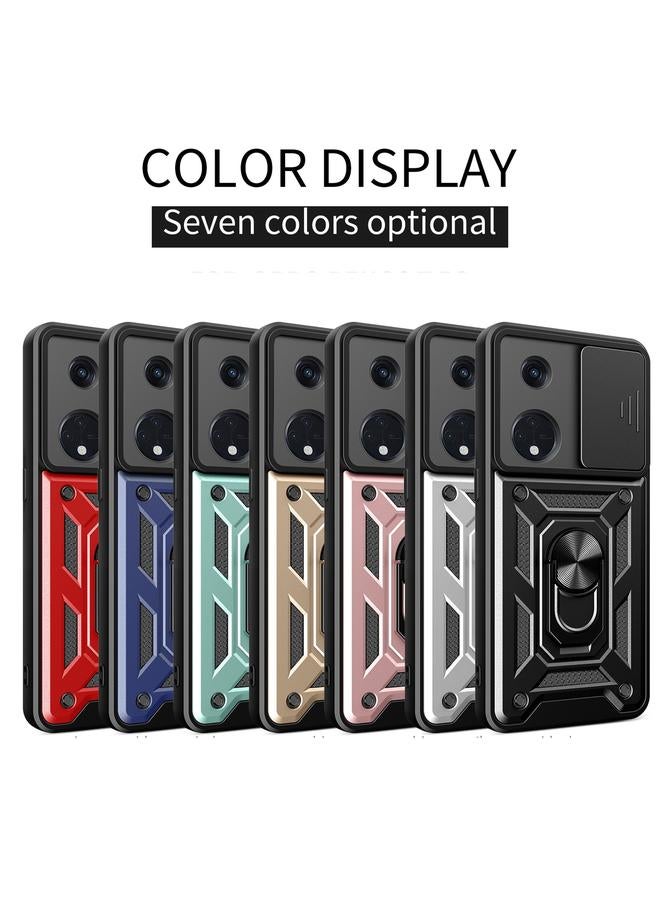 اس-توب جراب لهاتف OPPO Reno8 T 5G بتصميم غطاء كاميرا منزلق مصنوع من مادة TPU+PC - Image 2