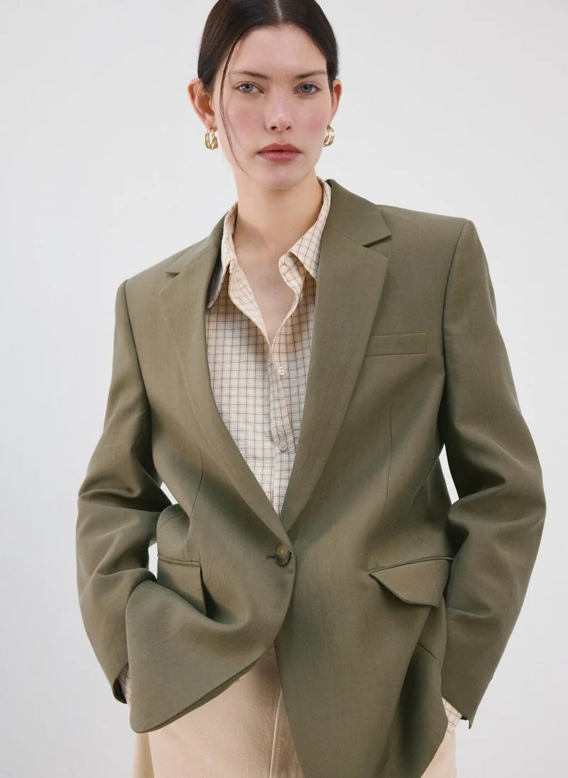 مانجو Straight suit jacket with lapel pockets