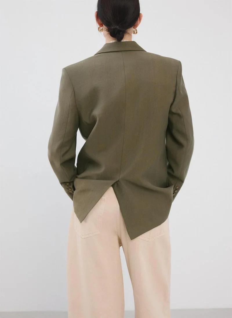 مانجو Straight suit jacket with lapel pockets