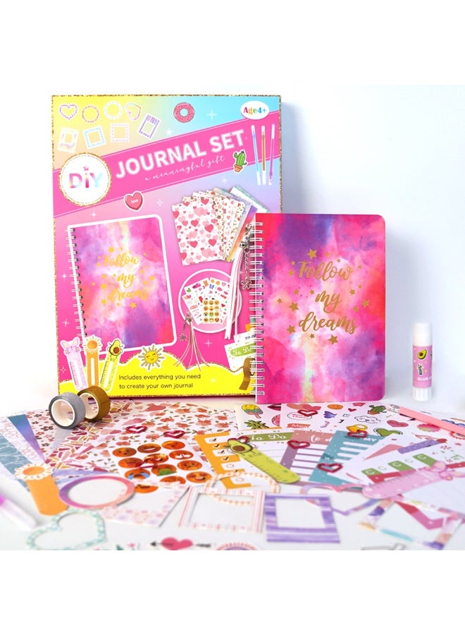Capstro DIY Journal Kit – SH014 European & American Diary Set with Pink Notebook, Stickers, Glitter Tapes, Bookmarks & Tassel Pendant – Scrapbook & Stationery Craft Box for Kids Age 4+ – Gift for Girls - Image 3