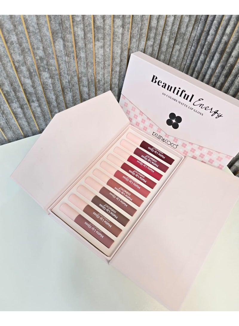 Kevin & Coco Beautiful Energy 10 Colors Matte Lip Gloss - Image 1
