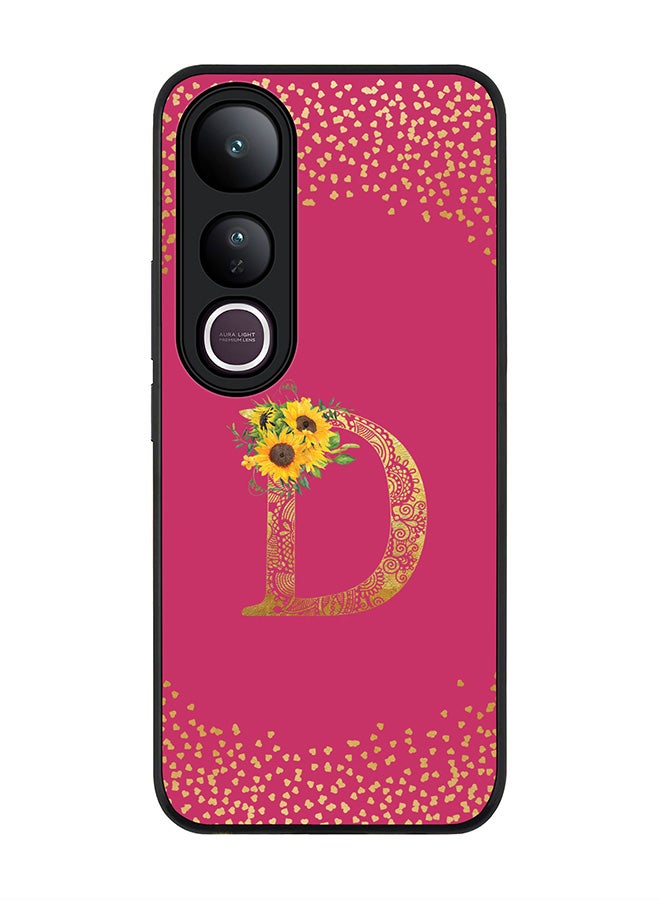 Stylizedd For vivo V50 Lite Case,Slim fit Camera Protection, Shockproof Thin Phone cover  - Custom Floral Monogram - D ( Deep Pink )